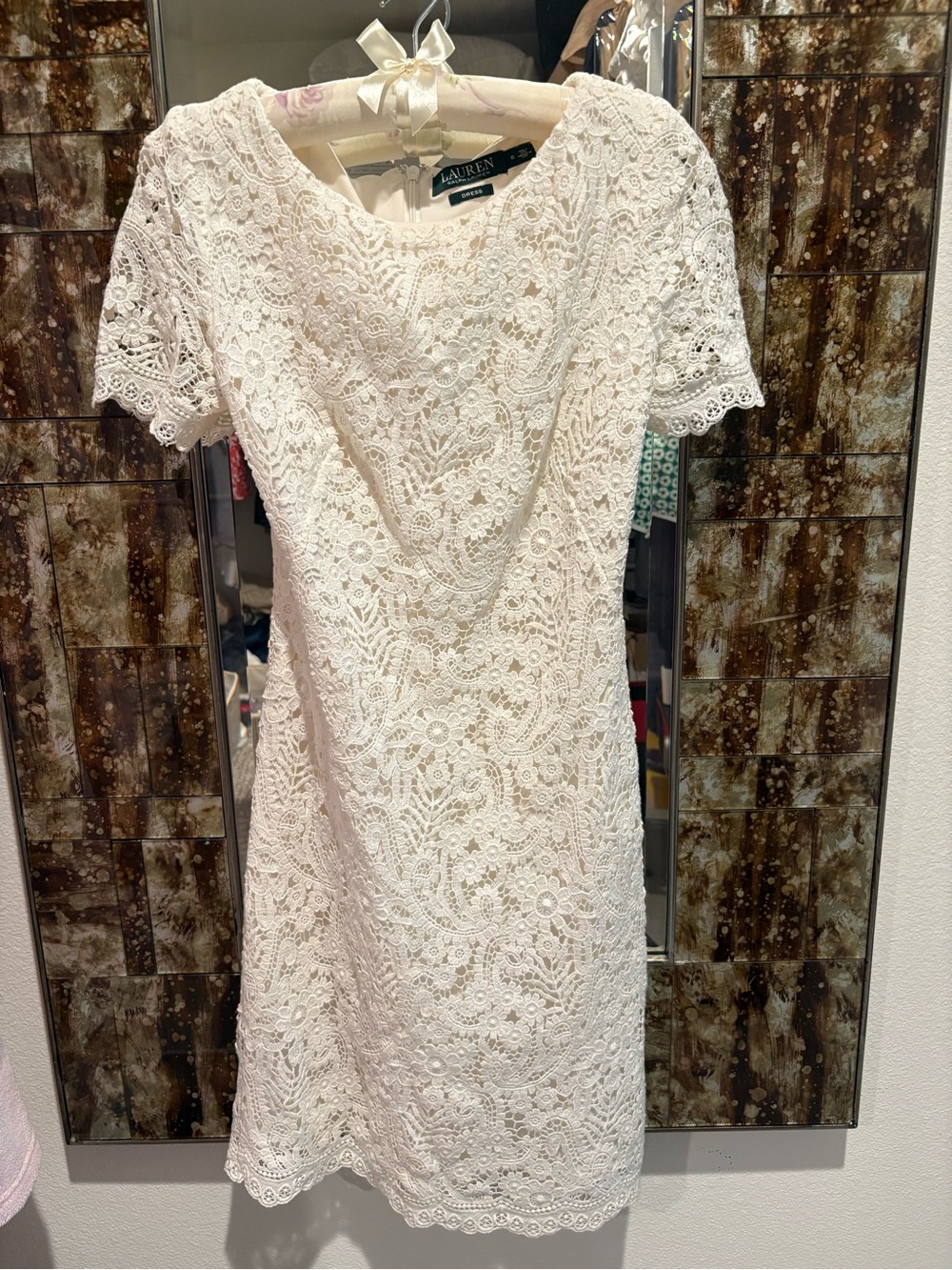 Lauren Ralph Lauren white Lace Short-Sleeve Dress